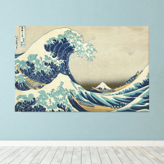 Hokusai - De Grote Golf van Kanagawa Canvas Afdruk (Insitu (Houten vloer))