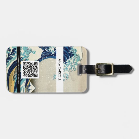 Hokusai - De Grote Golf van Kanagawa - QR-code Bagagelabel (Voorkant horizontaal)