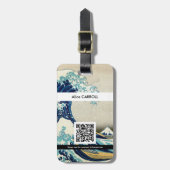 Hokusai - De Grote Golf van Kanagawa - QR-code Bagagelabel (Voorkant verticaal)