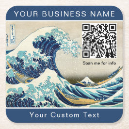 Hokusai - De Grote Golf van Kanagawa - QR-code Kartonnen Onderzetters