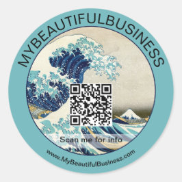Hokusai - De Grote Golf van Kanagawa - QR-code Ronde Sticker