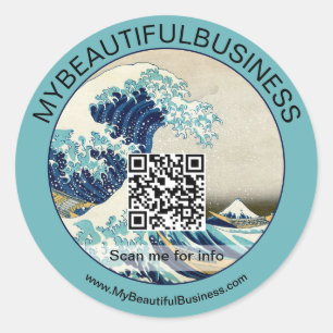 Hokusai - De Grote Golf van Kanagawa - QR-code Ronde Sticker
