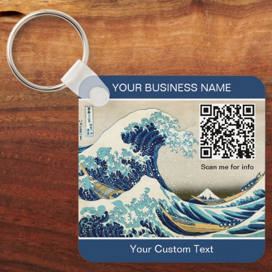 Hokusai - De Grote Golf van Kanagawa - QR-code Sleutelhanger (Voorkant)