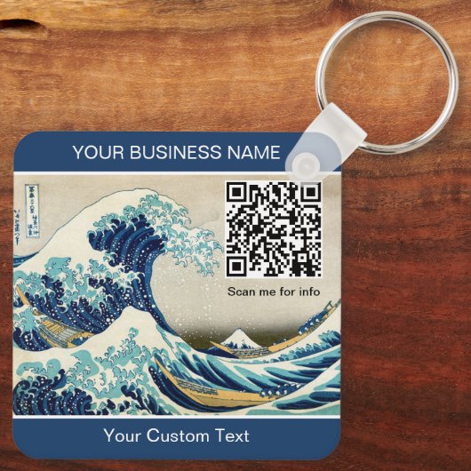 Hokusai - De Grote Golf van Kanagawa - QR-code Sleutelhanger (Achterkant)