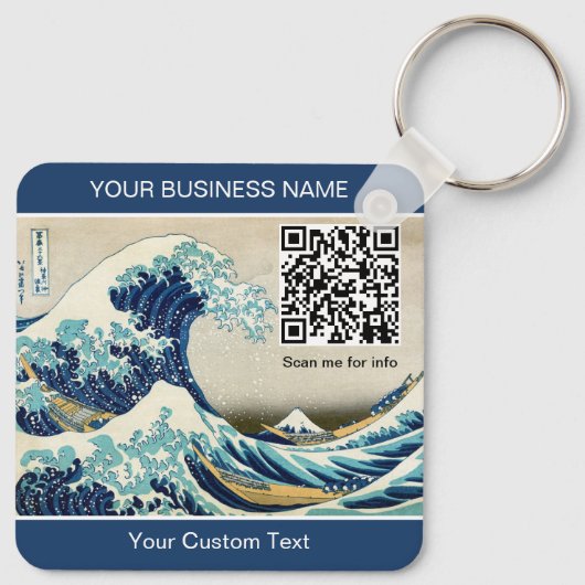 Hokusai - De Grote Golf van Kanagawa - QR-code Sleutelhanger (Achterkant)