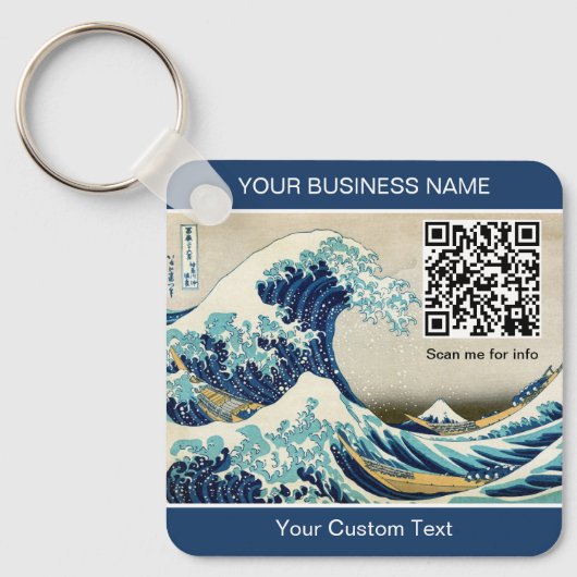 Hokusai - De Grote Golf van Kanagawa - QR-code Sleutelhanger (Voorkant)