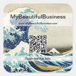 Hokusai - De Grote Golf van Kanagawa - QR-code Vierkante Sticker