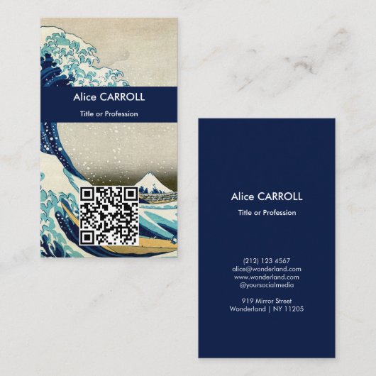 Hokusai - De Grote Golf van Kanagawa - QR-code Visitekaartje (Voorkant / Achterkant)