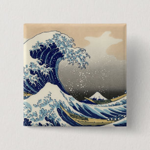 Hokusai: De grote golf van Kanagawa Vierkante Button 5,1 Cm