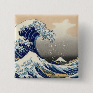 Hokusai: De grote golf van Kanagawa Vierkante Button 5,1 Cm