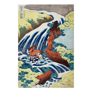 Hokusai - De paard-wassende waterval van Yoshitsun Perfect Poster