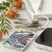 Hokusai - De Yoshitsune Paardenwassende Herfsten Sleutelhanger (Voorkant Rechts)