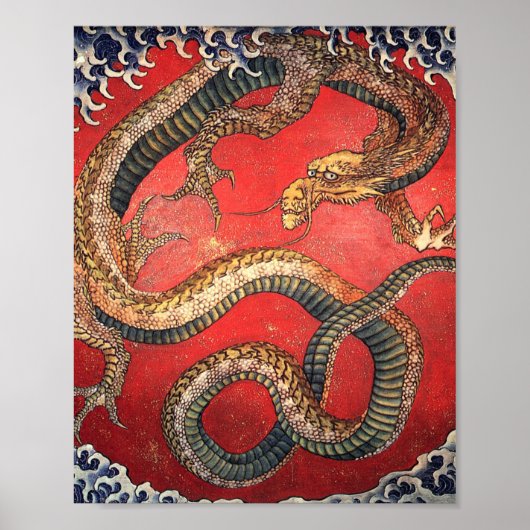 Hokusai Dragon Japanese Vintage Katsushika Hokusai Poster (Voorkant)