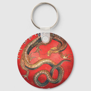 Hokusai Dragon Japanse Vintage Katsushika Hokusai Sleutelhanger