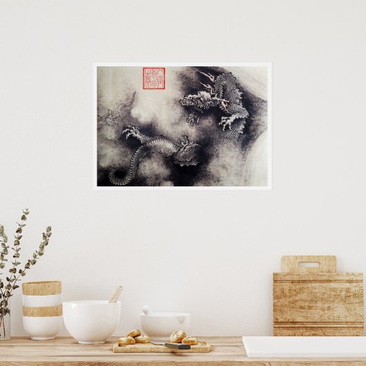 Hokusai - Dragon Scrolls Poster (Keuken)