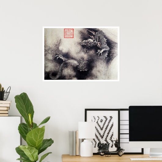 Hokusai - Dragon Scrolls Poster (Thuiskantoor)