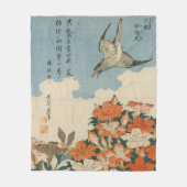 Hokusai - Een koekoek en Azaleas Fine Art Fleece Deken (Voorkant)