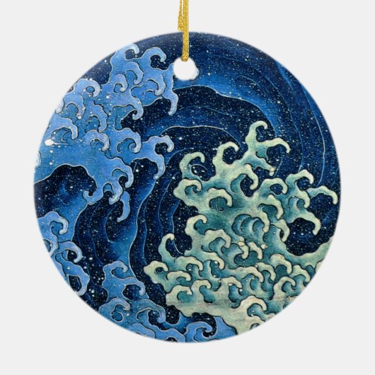 Hokusai Feminine Wave Japan  Oceaan Keramisch Ornament (Achterkant)