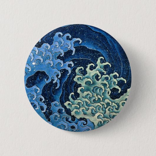 Hokusai Feminine Wave Japan  Oceaan Ronde Button 5,7 Cm (Voorkant)