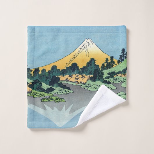 Hokusai - Fuji reflecteert in het meer van Kawaguc Bad Handdoek (Wasdoekje)