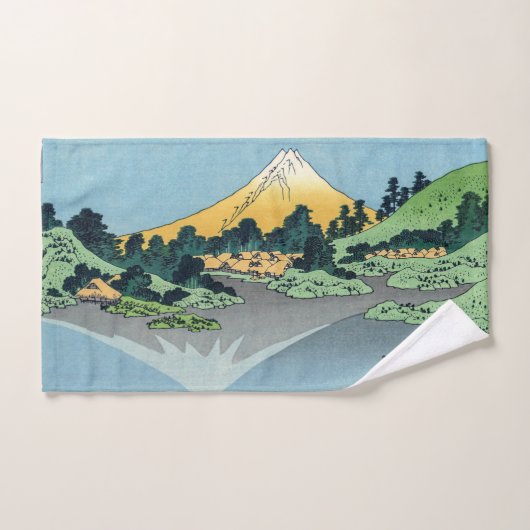 Hokusai - Fuji reflecteert in het meer van Kawaguc Bad Handdoek (Handdoek)