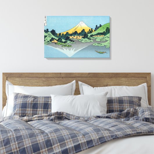 Hokusai - Fuji reflecteert in het meer van Kawaguc Canvas Afdruk (Insitu (Slaapkamer))