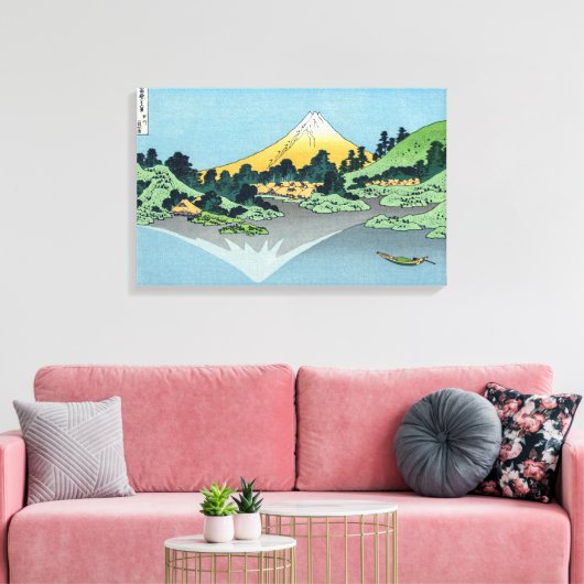 Hokusai - Fuji reflecteert in het meer van Kawaguc Canvas Afdruk (Insitu (Woonkamer))