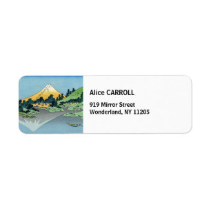 Hokusai - Fuji reflecteert in het meer van Kawaguc Etiket