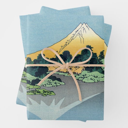 Hokusai - Fuji reflecteert in het meer van Kawaguc Inpakpapier Vel (In situ)