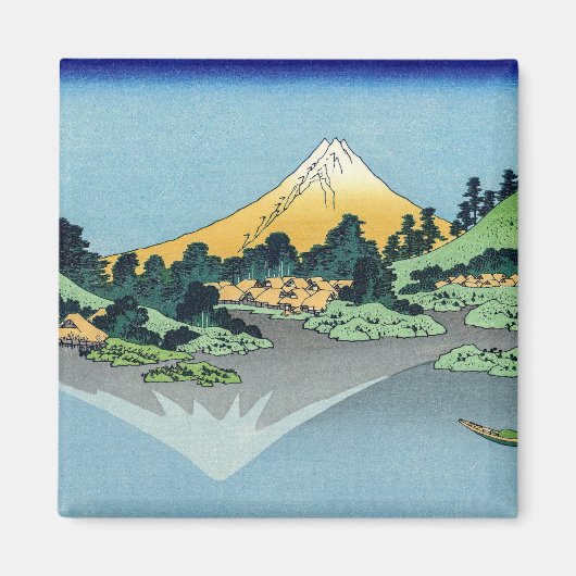 Hokusai - Fuji reflecteert in het meer van Kawaguc Magneet (Voorkant)