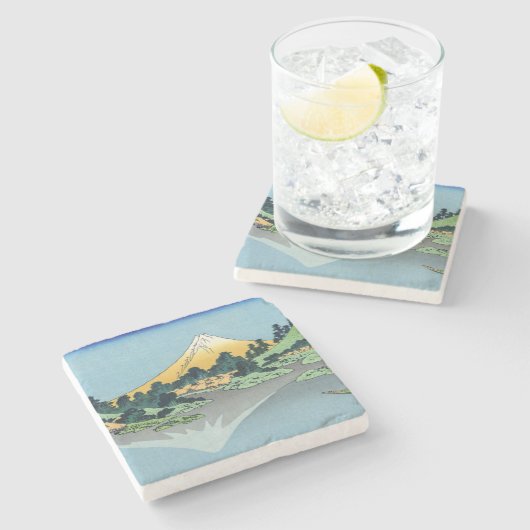 Hokusai - Fuji reflecteert in het meer van Kawaguc Stenen Onderzetter (Zijkant)
