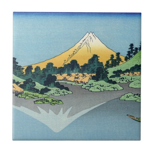Hokusai - Fuji reflecteert in het meer van Kawaguc Tegeltje (Voorkant)