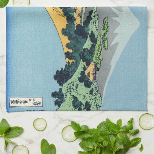 Hokusai - Fuji reflecteert in het meer van Kawaguc Theedoek (Gevouwen)