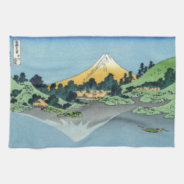 Hokusai - Fuji reflecteert in het meer van Kawaguc Theedoek