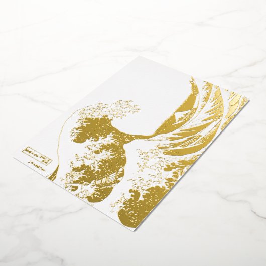 Hokusai - Gelukkig Nieuwjaar / De Grote Golf Folie Feestdagenkaart (Gedraaid)