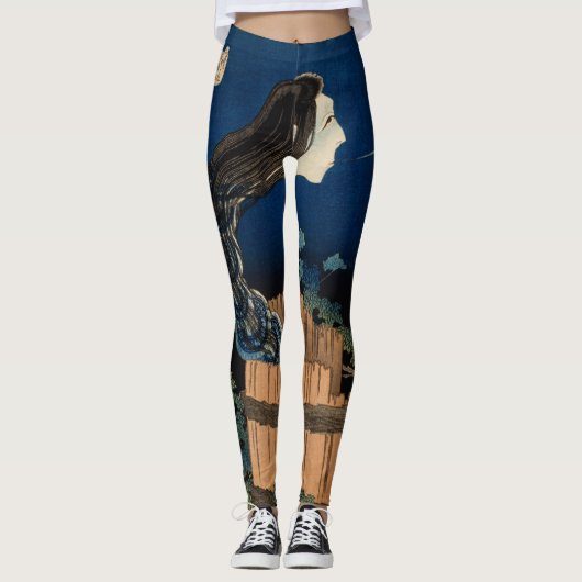 HOKUSAI GHOST WOODBLOCK PRINT GEDRUKTE LEGGINGS (Voorkant)