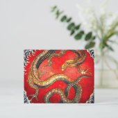 Hokusai Gold Japanese Dragon Postcard Briefkaart (Staand voorkant)
