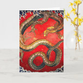 Hokusai Gold Japanse dragon Kaart (Gele Bloem)