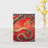Hokusai Gold Japanse Dragon Note Card Kaart (Gele Bloem)