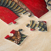 Hokusai Gold Japanse dragon Puzzle Legpuzzel (Zijkant)