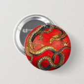 Hokusai Gold Japanse drakenButton Ronde Button 5,7 Cm (Voorkant /achterkant)