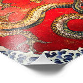 Hokusai Gold Japanse drakenprinter Foto Afdruk (Hoek)