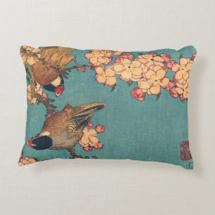 Hokusai Goudfinch en Kersenbloesem Vintage Vogel Accent Kussen