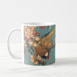 Hokusai Goudfinch en Kersenbloesem Vintage Vogel Koffiemok