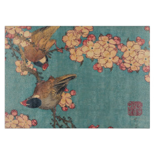 Hokusai Goudfinch en Kersenbloesem Vintage Vogel Snijplank
