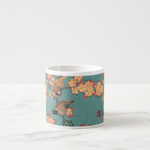 Hokusai Goudspriet en Kersenbloesem Vintage Vogel Espresso Kop