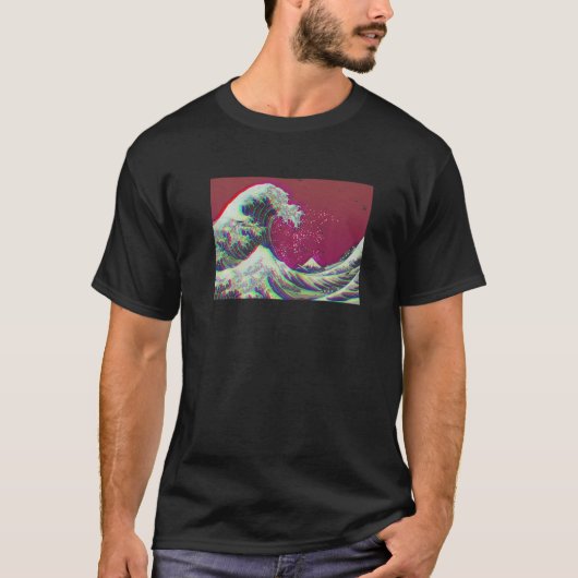 Hokusai Great Wave Modern Retro Kijk T-shirt (Voorkant)