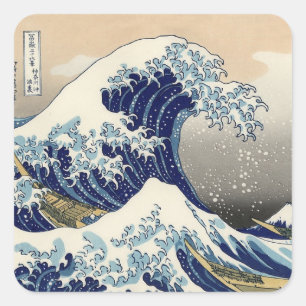 Hokusai Great Wave of Kanagawa Japanse Art Ocean Vierkante Sticker