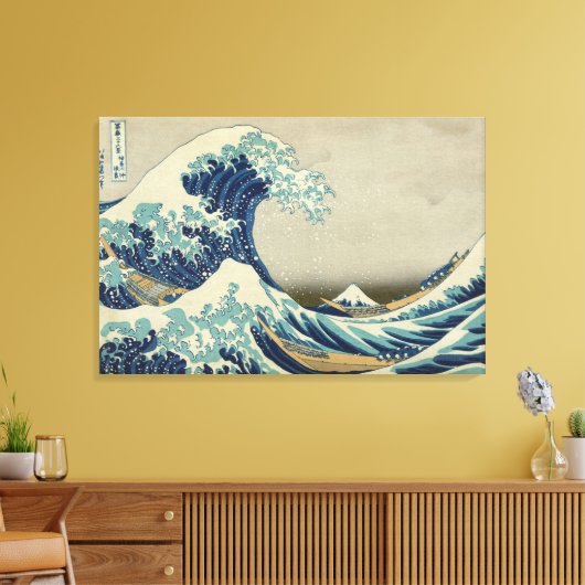 Hokusai Great Wave off Kanagawa  GalleryHD Canvas Afdruk (Insitu (Woonkamer))
