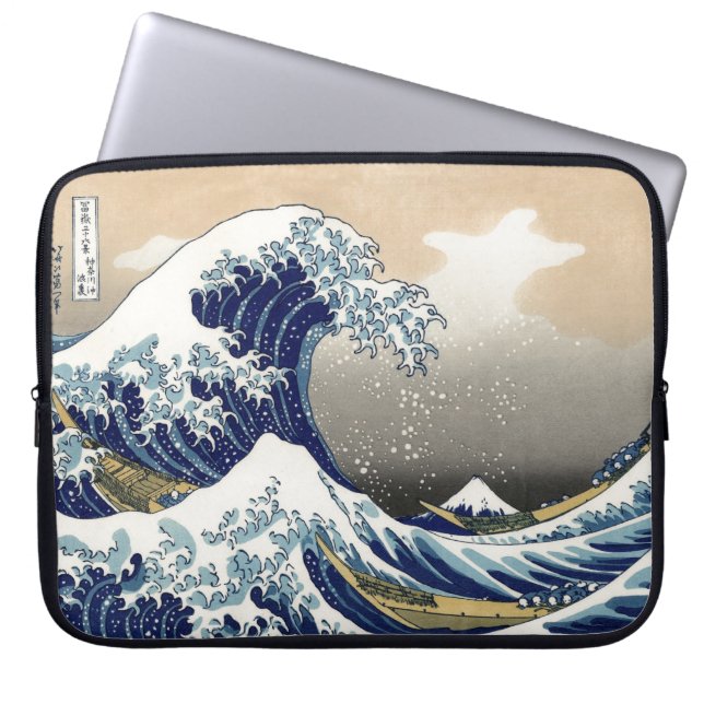 Hokusai Great Wave Off Kanagawa Katsushika Tsunami Laptop Sleeve (Voorkant)